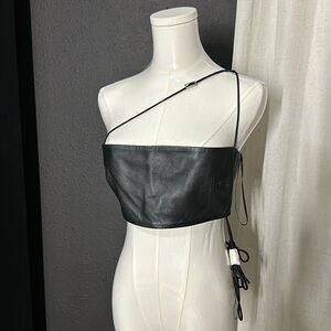 NWT LEATHER ZARA CROP TOP LARGE